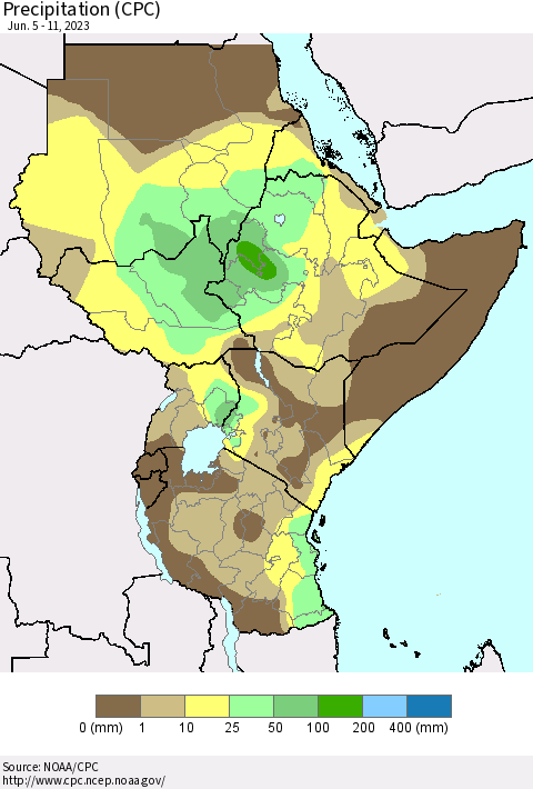 Eastern Africa Precipitation (CPC) Thematic Map For 6/5/2023 - 6/11/2023