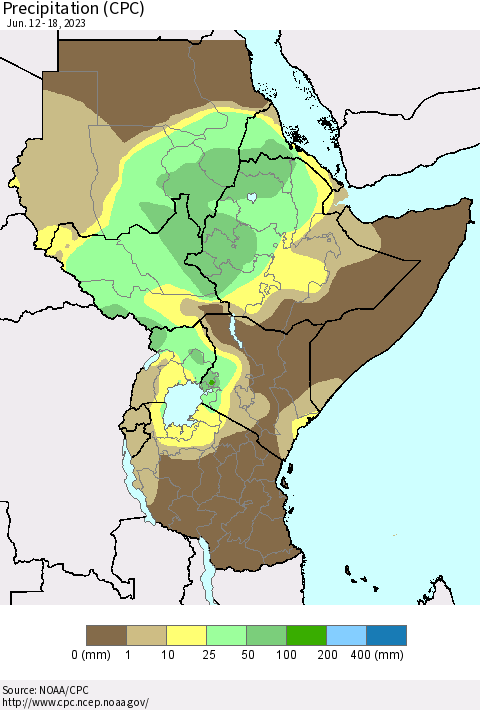 Eastern Africa Precipitation (CPC) Thematic Map For 6/12/2023 - 6/18/2023