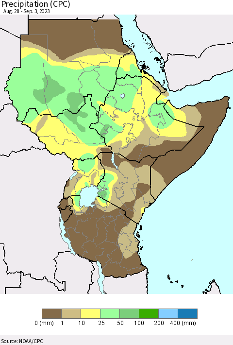 Eastern Africa Precipitation (CPC) Thematic Map For 8/28/2023 - 9/3/2023