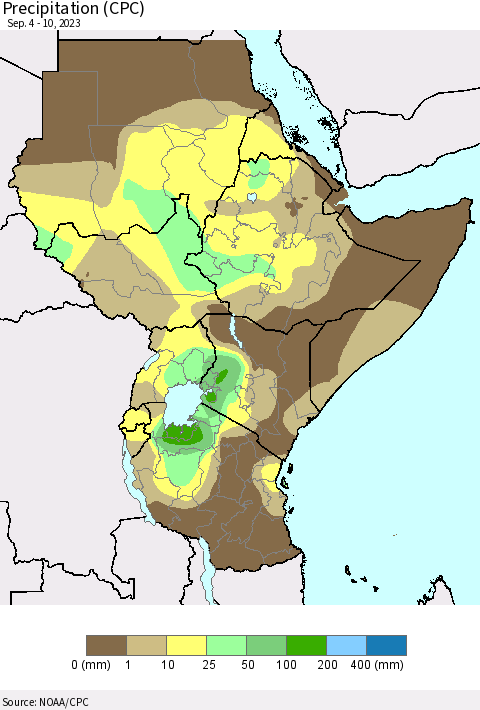 Eastern Africa Precipitation (CPC) Thematic Map For 9/4/2023 - 9/10/2023