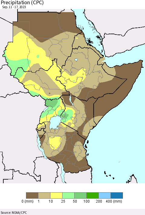Eastern Africa Precipitation (CPC) Thematic Map For 9/11/2023 - 9/17/2023