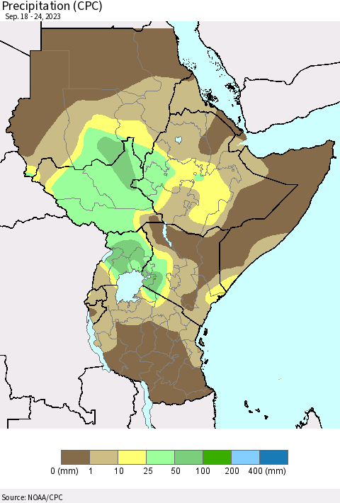 Eastern Africa Precipitation (CPC) Thematic Map For 9/18/2023 - 9/24/2023