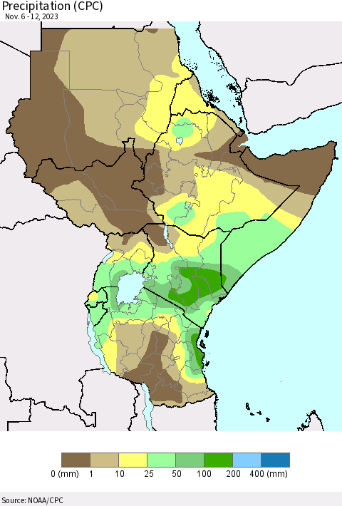 Eastern Africa Precipitation (CPC) Thematic Map For 11/6/2023 - 11/12/2023