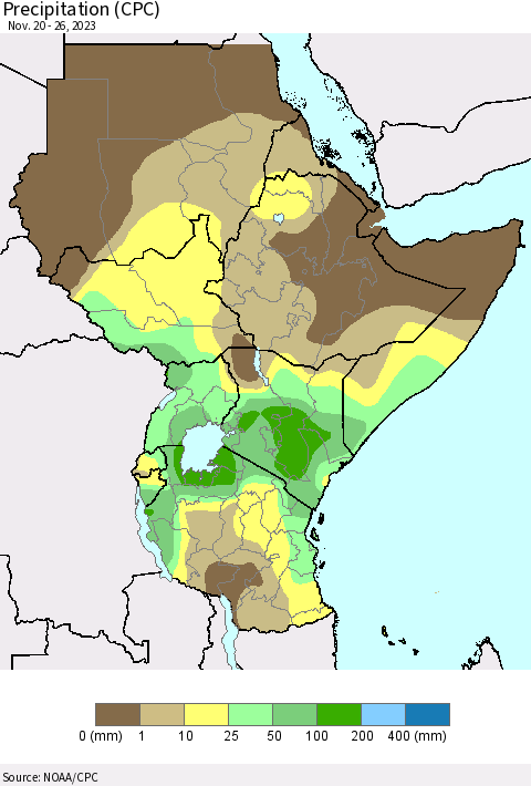 Eastern Africa Precipitation (CPC) Thematic Map For 11/20/2023 - 11/26/2023
