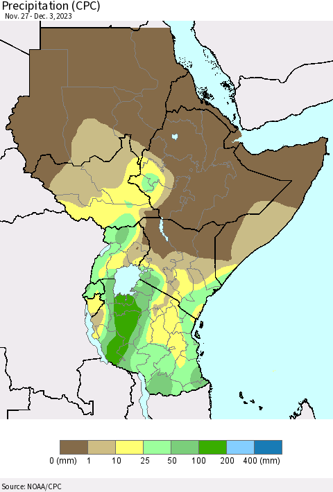 Eastern Africa Precipitation (CPC) Thematic Map For 11/27/2023 - 12/3/2023