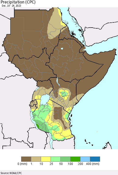 Eastern Africa Precipitation (CPC) Thematic Map For 12/18/2023 - 12/24/2023