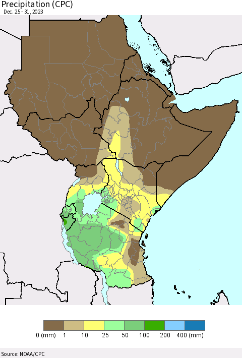 Eastern Africa Precipitation (CPC) Thematic Map For 12/25/2023 - 12/31/2023