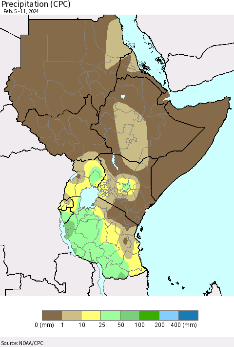 Eastern Africa Precipitation (CPC) Thematic Map For 2/5/2024 - 2/11/2024