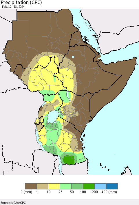 Eastern Africa Precipitation (CPC) Thematic Map For 2/12/2024 - 2/18/2024
