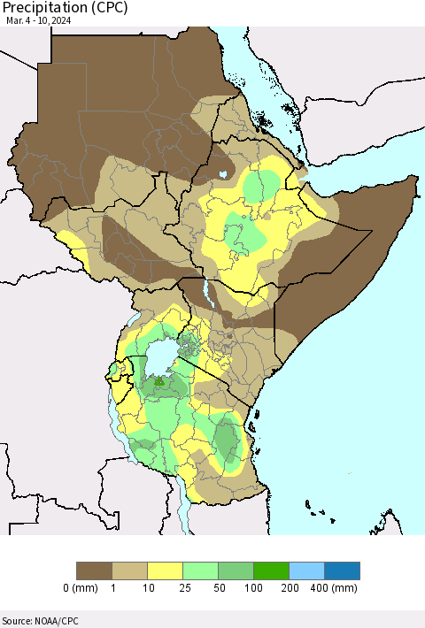 Eastern Africa Precipitation (CPC) Thematic Map For 3/4/2024 - 3/10/2024
