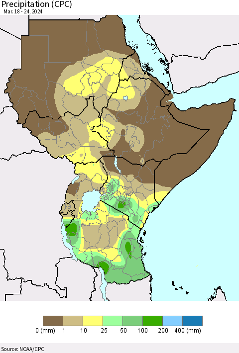Eastern Africa Precipitation (CPC) Thematic Map For 3/18/2024 - 3/24/2024