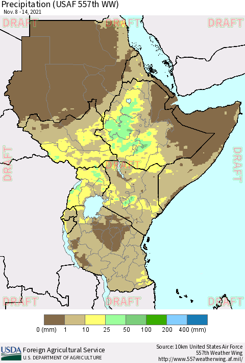 Eastern Africa Precipitation (USAF 557th WW) Thematic Map For 11/8/2021 - 11/14/2021