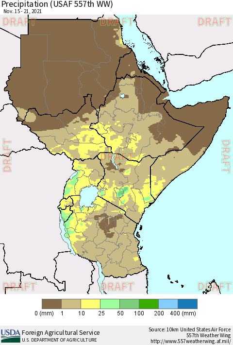 Eastern Africa Precipitation (USAF 557th WW) Thematic Map For 11/15/2021 - 11/21/2021