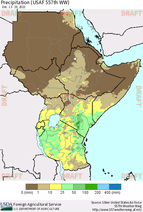Eastern Africa Precipitation (USAF 557th WW) Thematic Map For 12/13/2021 - 12/19/2021