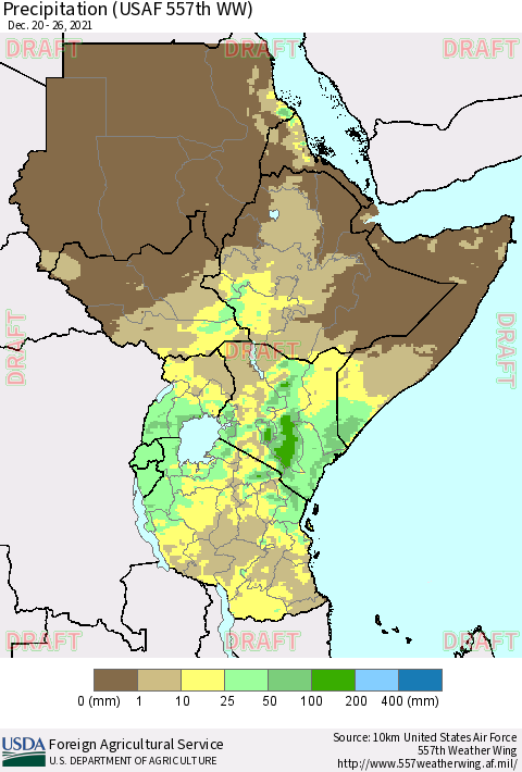 Eastern Africa Precipitation (USAF 557th WW) Thematic Map For 12/20/2021 - 12/26/2021