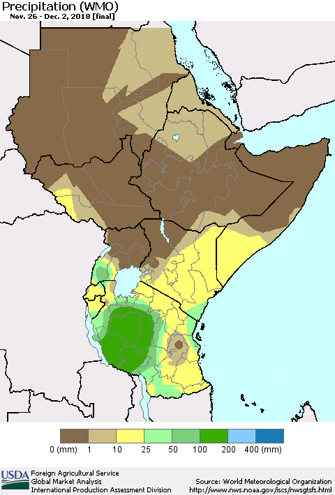Eastern Africa Precipitation (WMO) Thematic Map For 11/26/2018 - 12/2/2018
