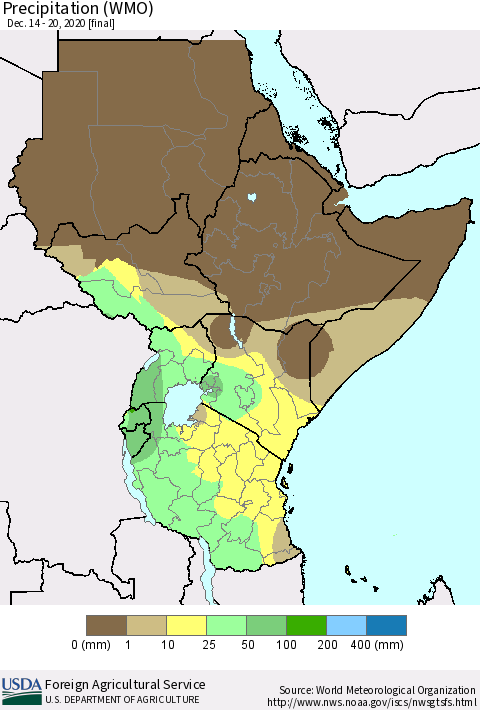 Eastern Africa Precipitation (WMO) Thematic Map For 12/14/2020 - 12/20/2020