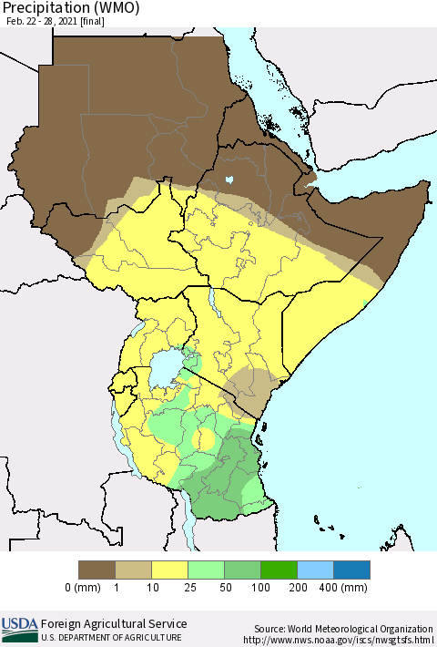 Eastern Africa Precipitation (WMO) Thematic Map For 2/22/2021 - 2/28/2021