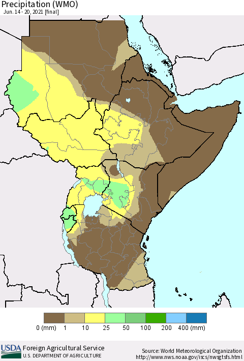 Eastern Africa Precipitation (WMO) Thematic Map For 6/14/2021 - 6/20/2021