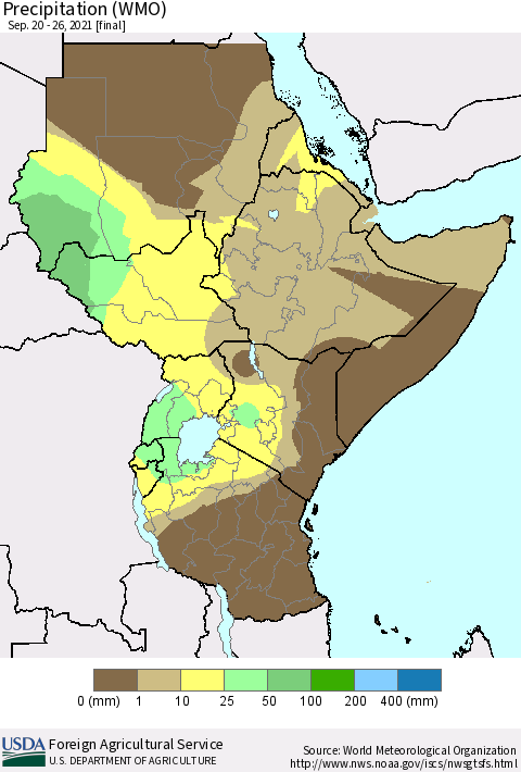 Eastern Africa Precipitation (WMO) Thematic Map For 9/20/2021 - 9/26/2021