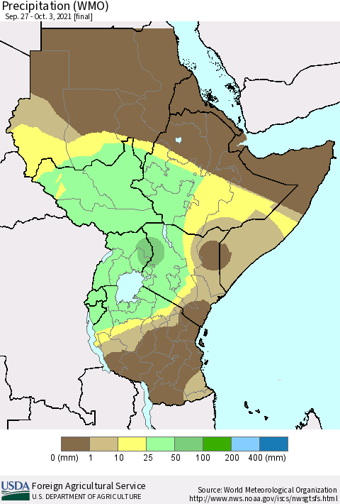 Eastern Africa Precipitation (WMO) Thematic Map For 9/27/2021 - 10/3/2021