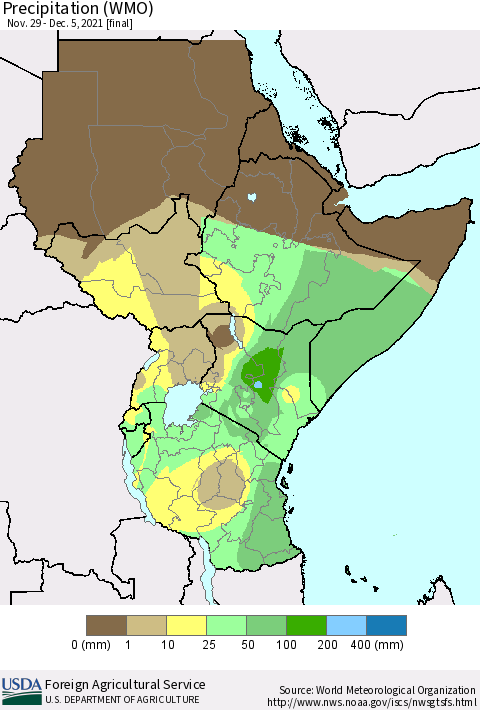 Eastern Africa Precipitation (WMO) Thematic Map For 11/29/2021 - 12/5/2021