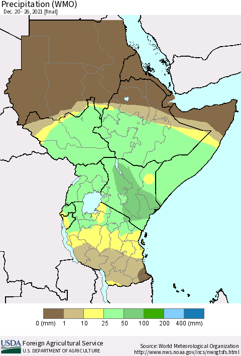 Eastern Africa Precipitation (WMO) Thematic Map For 12/20/2021 - 12/26/2021