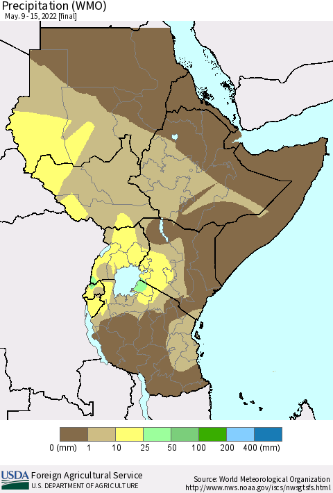 Eastern Africa Precipitation (WMO) Thematic Map For 5/9/2022 - 5/15/2022