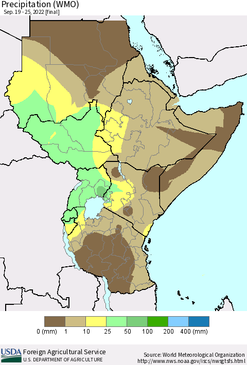 Eastern Africa Precipitation (WMO) Thematic Map For 9/19/2022 - 9/25/2022