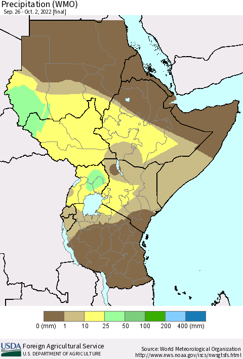 Eastern Africa Precipitation (WMO) Thematic Map For 9/26/2022 - 10/2/2022