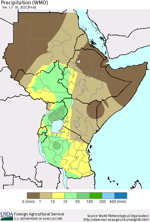 Eastern Africa Precipitation (WMO) Thematic Map For 12/12/2022 - 12/18/2022