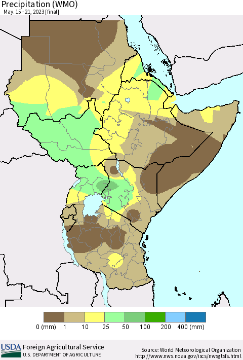 Eastern Africa Precipitation (WMO) Thematic Map For 5/15/2023 - 5/21/2023