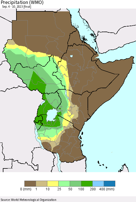 Eastern Africa Precipitation (WMO) Thematic Map For 9/4/2023 - 9/10/2023