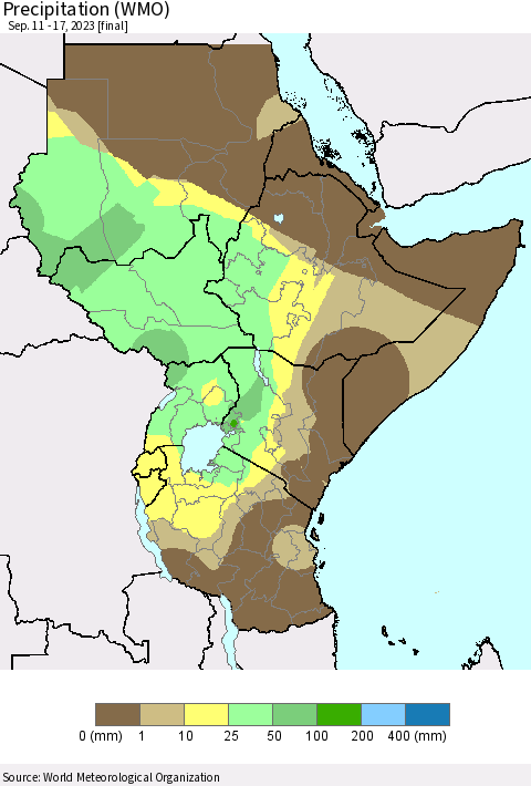 Eastern Africa Precipitation (WMO) Thematic Map For 9/11/2023 - 9/17/2023