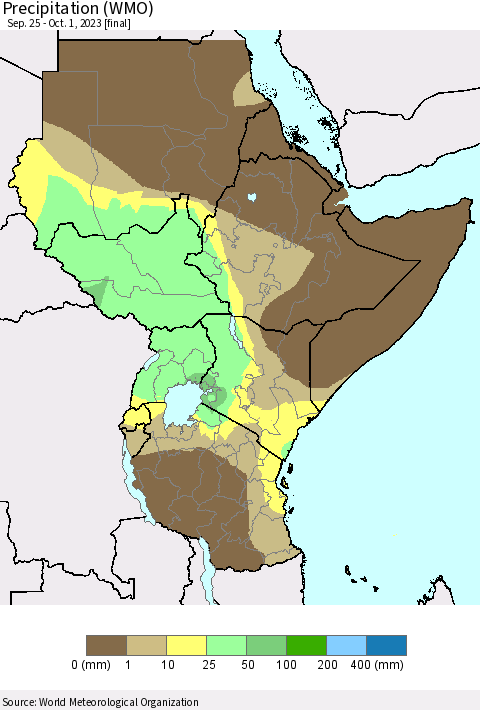 Eastern Africa Precipitation (WMO) Thematic Map For 9/25/2023 - 10/1/2023