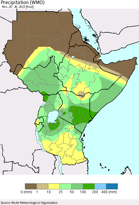 Eastern Africa Precipitation (WMO) Thematic Map For 11/20/2023 - 11/26/2023