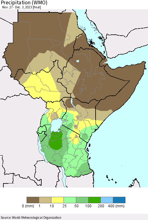Eastern Africa Precipitation (WMO) Thematic Map For 11/27/2023 - 12/3/2023
