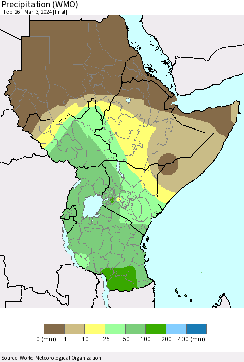 Eastern Africa Precipitation (WMO) Thematic Map For 2/26/2024 - 3/3/2024