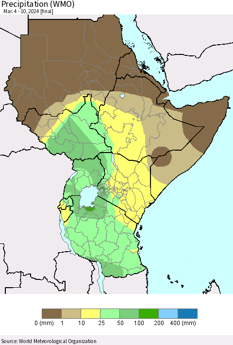 Eastern Africa Precipitation (WMO) Thematic Map For 3/4/2024 - 3/10/2024