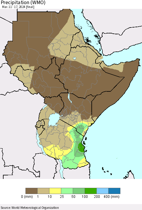 Eastern Africa Precipitation (WMO) Thematic Map For 3/11/2024 - 3/17/2024