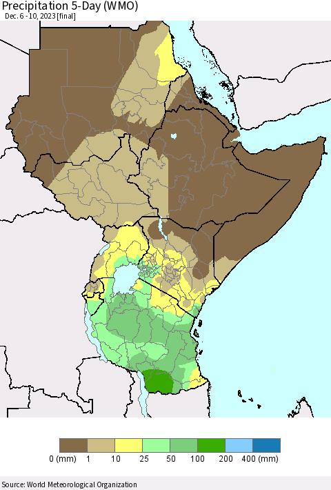 Eastern Africa Precipitation 5-Day (WMO) Thematic Map For 12/6/2023 - 12/10/2023