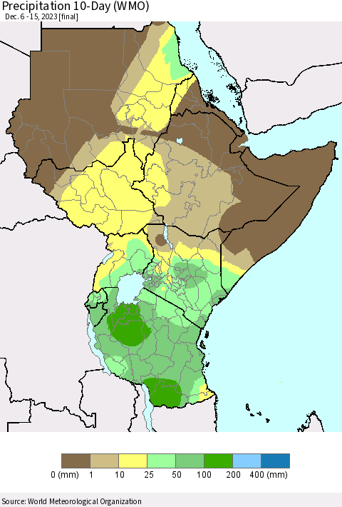 Eastern Africa Precipitation 10-Day (WMO) Thematic Map For 12/6/2023 - 12/15/2023