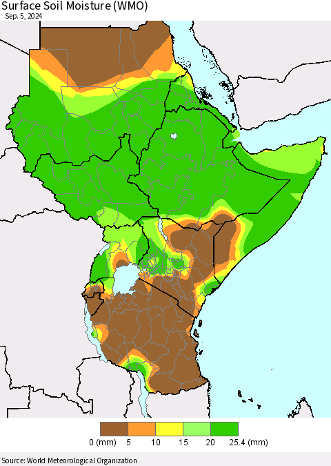Eastern Africa Surface Soil Moisture (WMO) Thematic Map For 9/1/2024 - 9/5/2024