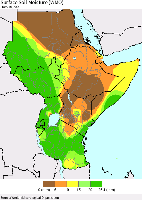 Eastern Africa Surface Soil Moisture (WMO) Thematic Map For 12/6/2024 - 12/10/2024