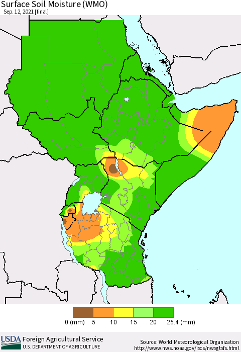 Eastern Africa Surface Soil Moisture (WMO) Thematic Map For 9/6/2021 - 9/12/2021
