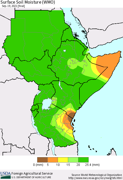 Eastern Africa Surface Soil Moisture (WMO) Thematic Map For 9/13/2021 - 9/19/2021