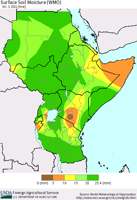 Eastern Africa Surface Soil Moisture (WMO) Thematic Map For 9/27/2021 - 10/3/2021