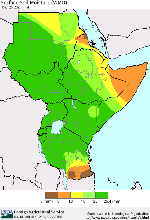 Eastern Africa Surface Soil Moisture (WMO) Thematic Map For 12/20/2021 - 12/26/2021