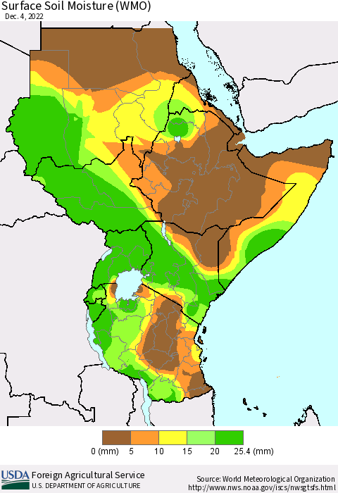 Eastern Africa Surface Soil Moisture (WMO) Thematic Map For 11/28/2022 - 12/4/2022