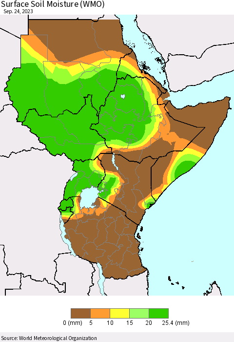 Eastern Africa Surface Soil Moisture (WMO) Thematic Map For 9/18/2023 - 9/24/2023